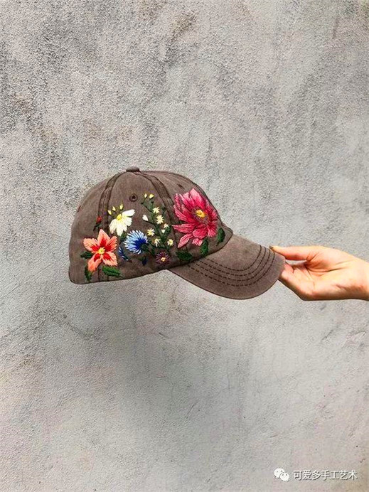 刺绣：开在帽子上的花（有详细针法教程及图样）
