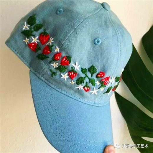 刺绣：开在帽子上的花（有详细针法教程及图样）
